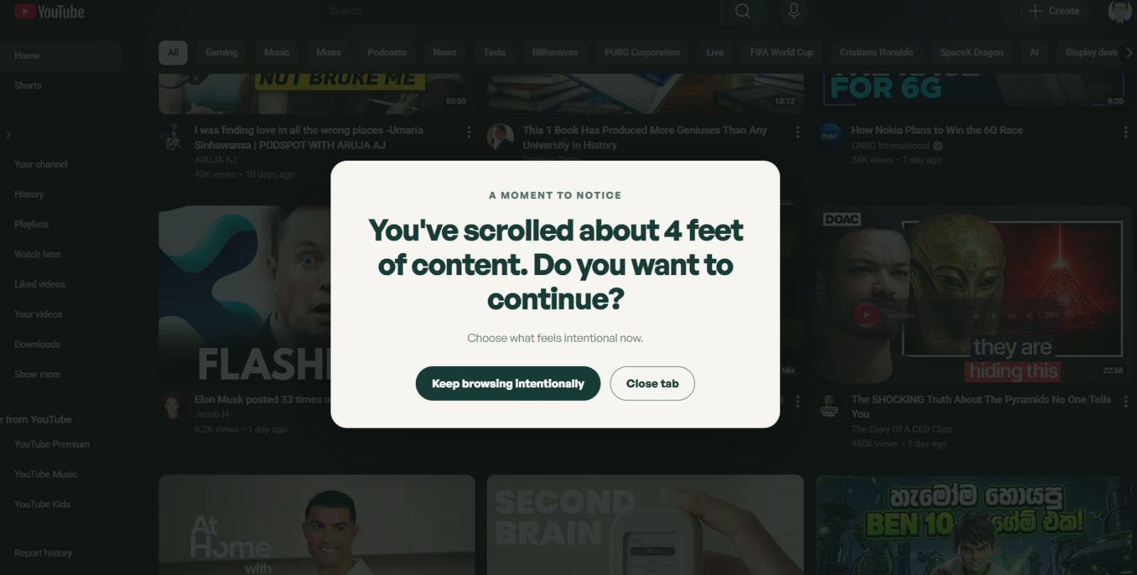 Scroll Guard mindful scrolling prompt